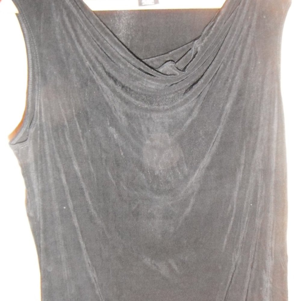 citiknit, 1X, black cowl neck sleeveless top